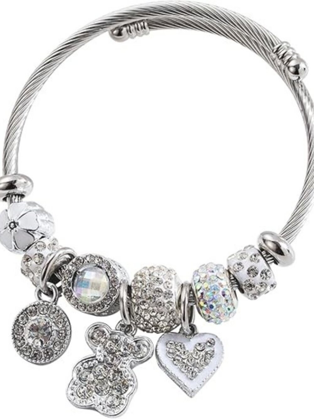 Silver Bear Charm Bracelets Exquisite Cute Cartoon Friendship Silver Bracelet